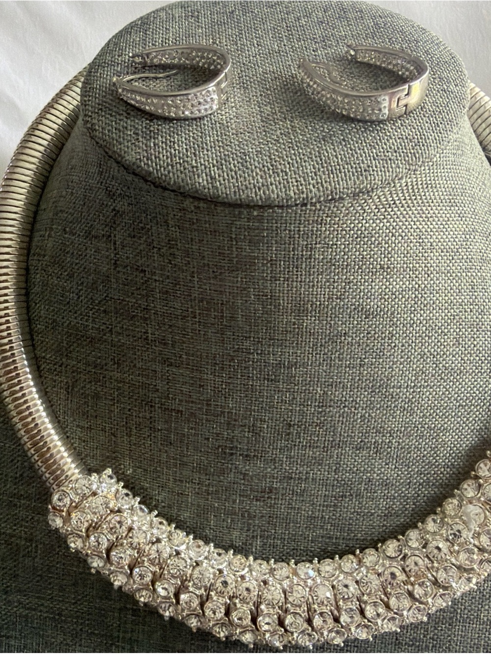 Traci Lynn Silver Crystal Statement Collar Necklace